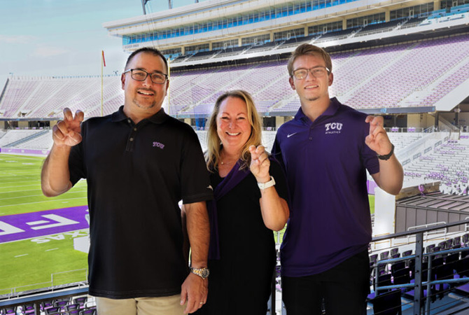 Albanese family at the Amon G. Carter Stadium